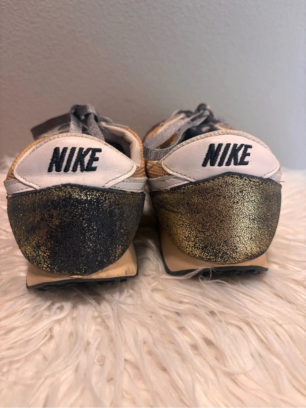 Nike Women’s Metallic Gold Mesh Sneakers